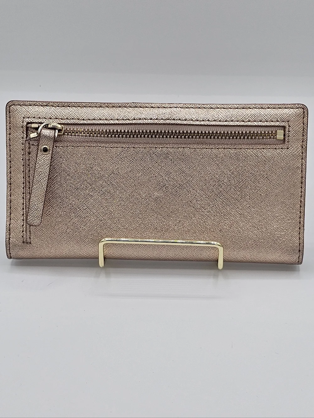 KATE SPADE Metallic Rose Gold Slim Bifold Wallet‎